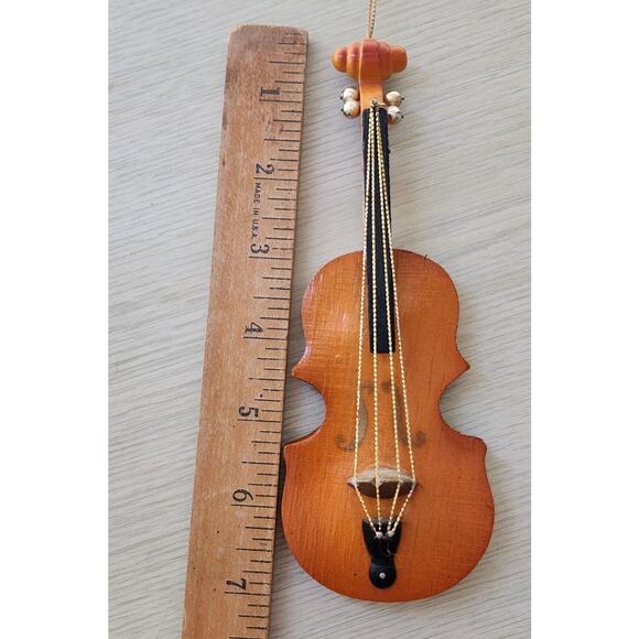 Ornament/Wall Hanging-Wooden Cello-Gold Strings-Musical Instrument - Picture 10 of 11